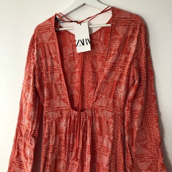 NWT Zara Long Embroidered Dress - Picture 5 of 9